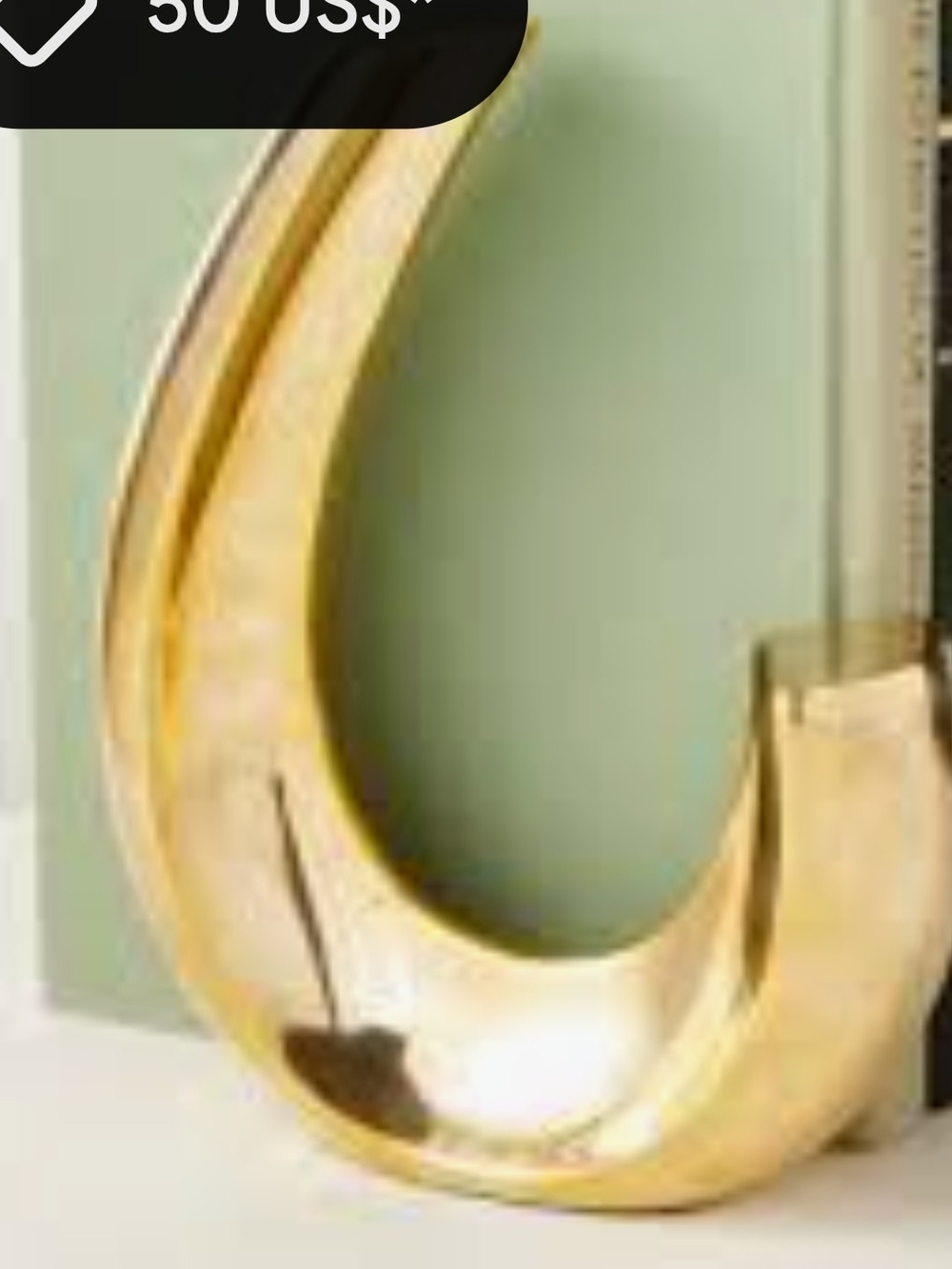 CB2 Polished Gold Curved Sculptural Bookend - Picture 4 of 5